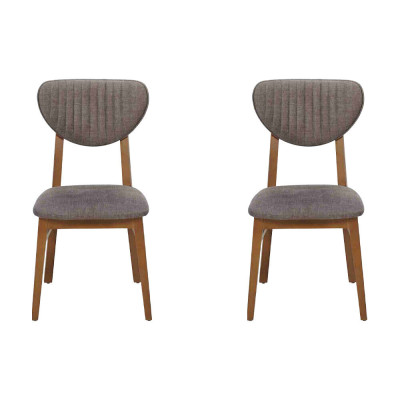 Moderne Grijze Gestoffeerde Stoel 2x Stoelen Lounge Hout Stof Houten Fauteuil Nieuw