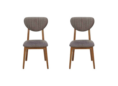 Moderne Grijze Gestoffeerde Stoel 2x Stoelen Lounge Hout Stof Houten Fauteuil Nieuw