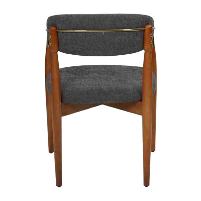 Eetkamerstoel grijs 2x stoelen met armleuningen gestoffeerde inrichting luxe meubilair