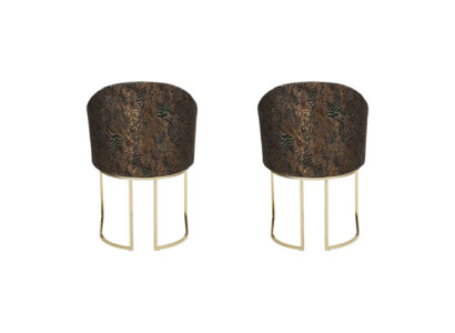 Eetkamerstoelen Woonkamer luxe Meerkleurig 2x Stoelen Metaal Modern nieuw