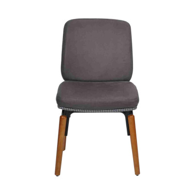 Grijze eetkamerstoel Moderne houten stoel Designer gestoffeerde zitting Meubels