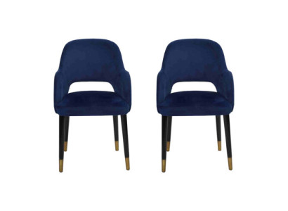 Exclusieve 2x Blauwe Moderne Stoelen Keukenmeubels Ontwerper Houten Frame Meubels