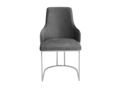 Grijze gestoffeerde metalen stoel - Luxe eetkamerstoelen - Keukenmeubels