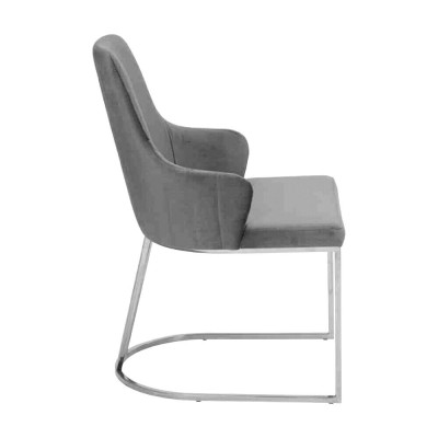Grijze gestoffeerde metalen stoel - Luxe eetkamerstoelen - Keukenmeubels