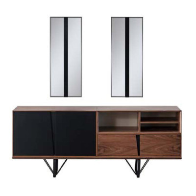 Eethoek Eetkamer Eettafel set 2-delig Dressoir Eettafel Bruin Hout
