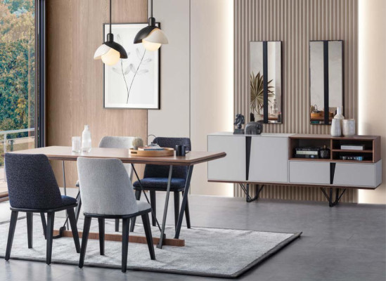 Volledige eetkamer eettafel 2-delige dressoir eettafel wit hout