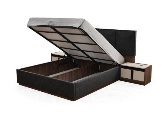 Complete tweepersoonsbed nachtkastjes kast beige 6-delige slaapkamer