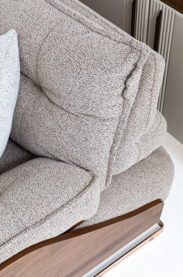 Driepersoonsbank 3-zits bank Gestoffeerde bank Stoffen bank Beige Moderne