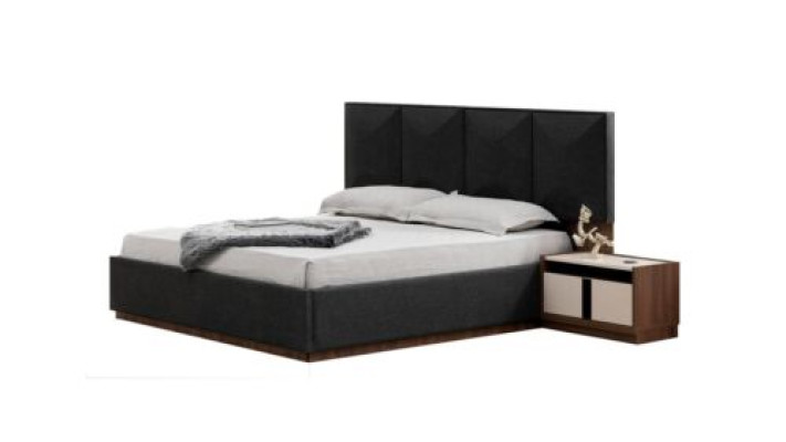Tweepersoonsbed set Bed Nachtkastjes Grijs 3-delig Hout Slaapkamer Set