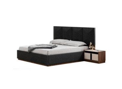 Tweepersoonsbed set Bed Nachtkastjes Grijs 3-delig Hout Slaapkamer Set