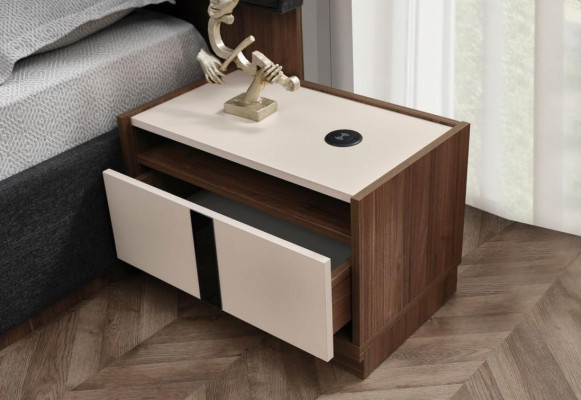 Tweepersoonsbed set Bed Nachtkastjes Grijs 3-delig Hout Slaapkamer Set