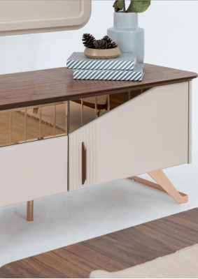Woonkamer TV-standaard muurpaneel RTV laag dressoir hout beige