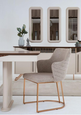 Stoel Eetkamerstoel Keukenstoel Luxe Beige Moderne Barkruk
