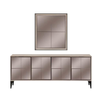Garnituur Eettafel 2-delig dressoir Eettafel Hout Wit Commode