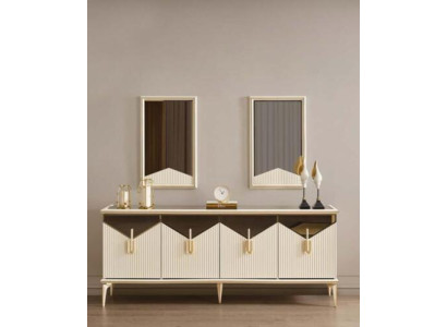 Luxe dressoir kast commode houten kast hout beige goud