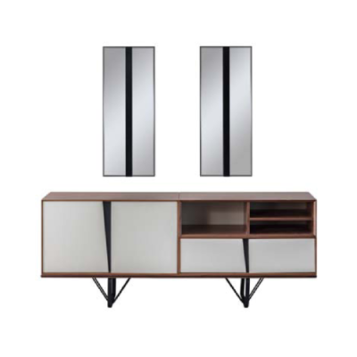 Kast Dressoir Ladeblok Houten Kast Buffet Beige Hout Eetkamer