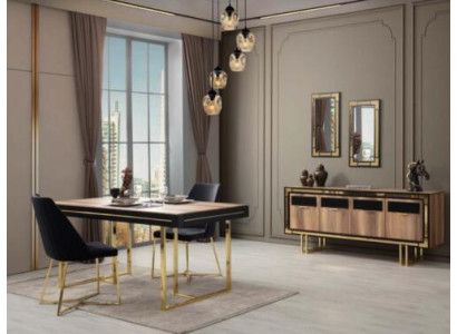 Eetkamermeubels Eettafel Bruin 2-delig Dressoir Eetkamertafel Hout Tafel