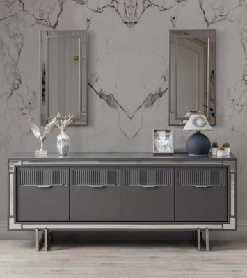 Houten kast Dressoir Sideboard Grijs Kast Commode Hout Eetkamer