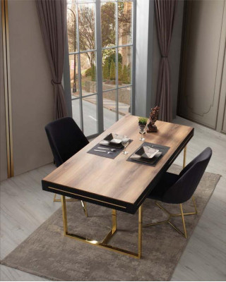 Eetkamermeubels Eettafel Bruin 2-delig Dressoir Eetkamertafel Hout Tafel