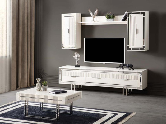 Sideboard TV-stand Wandpaneel Wit RTV Lowboard Moderne woonwand.
