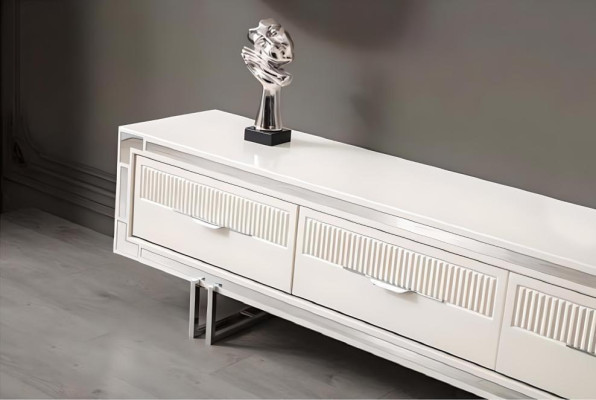 Sideboard TV-stand Wandpaneel Wit RTV Lowboard Moderne woonwand.