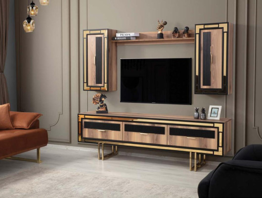 Woonkamer dressoir TV-standaard RTV laag tv-meubel woonwand hout bruin meubels