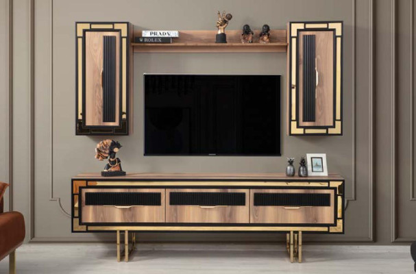 Woonkamer dressoir TV-standaard RTV laag tv-meubel woonwand hout bruin meubels
