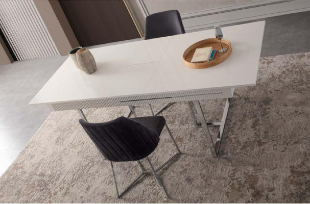 Moderne Eettafel Eettafel Tafel Eetkamer Uitschuifbaar Hout Wit.