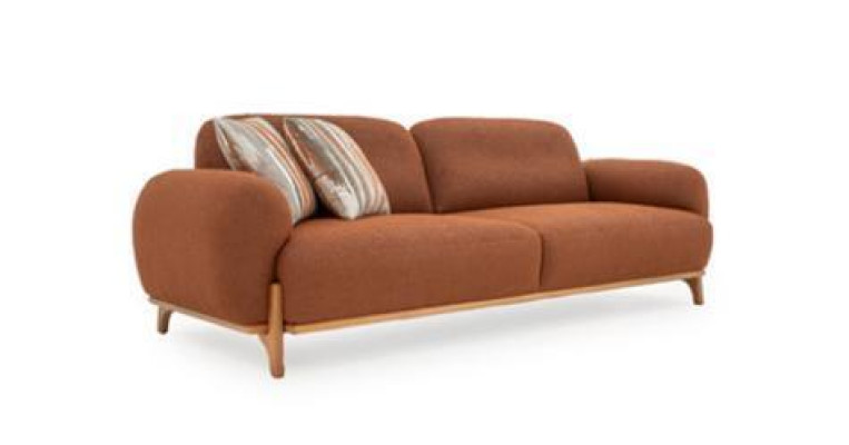 Moderne bruine driezits bank van hoge kwaliteit voor de woonkamer.