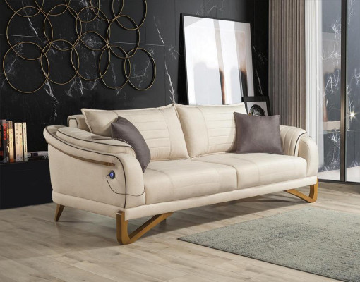 Sofaset Beige met houten frame 3+1 zits bankstellen meubels