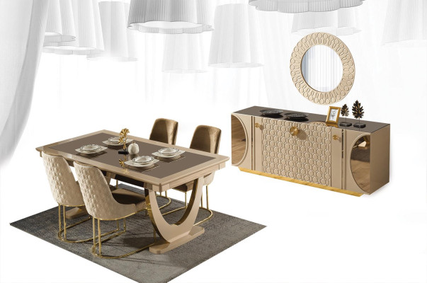 Een prachtige set voor een eetkamer in moderne stijl.