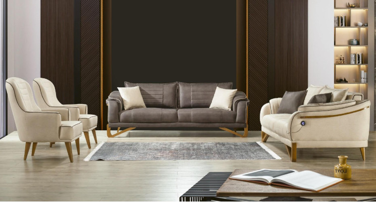 Sofa set bankstel set 3 + 3 + 1 + 1 zitplaatsen bekleding set meubels zitkussen 4 stuks