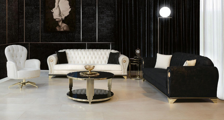 Ontwerp bankstel 3-zits wit Chesterfield stoffen sofa hoes Textiel Driezitsbank
