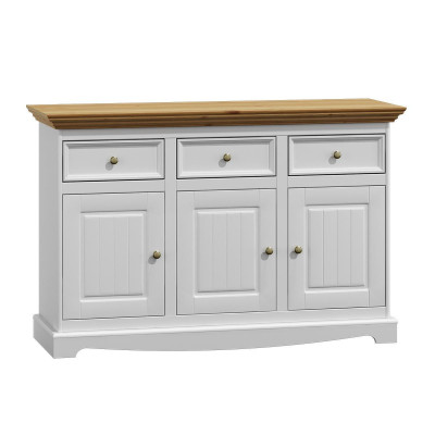 Landhuis woonkamer eetkamerset 8-delige set tafel dressoir stoelen vitrine meubels