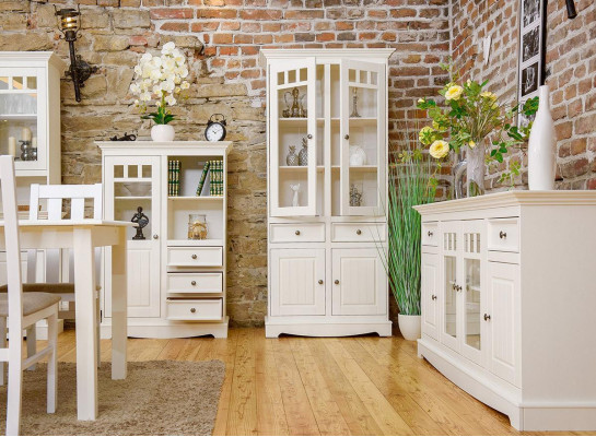 Landhuis kast vitrine laden XL rek zolder vitrinemeubels