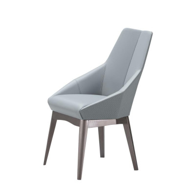 Luxe fauteuils stoelen ontwerp eetkamer roestvrij staal grijze leren stoel luxe meubels