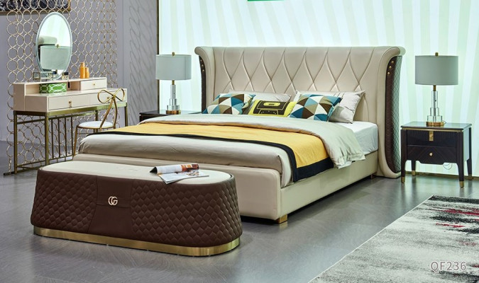 Bed nachtkastje dressoir 4-delige slaapkamerset design moderne luxe bedden nieuw