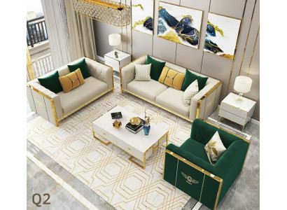 Sofaset van 3+2+1 zitsbanken, designbanken met gestoffeerde banken van leer relaxmoderne.