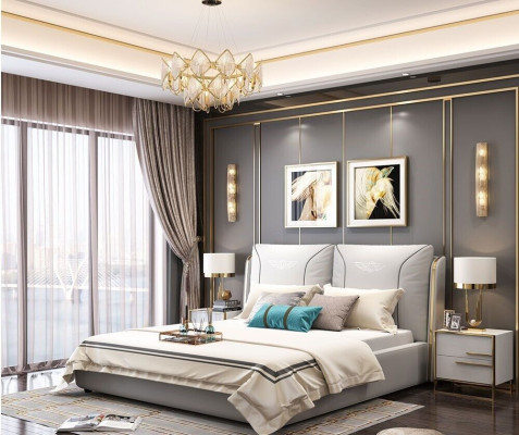 Compleet set bed 2x nachtkastje 3-delig Slaapkamer Sets Designer Luxe Bedden