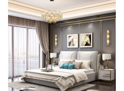 Compleet set bed 2x nachtkastje 3-delig Slaapkamer Sets Designer Luxe Bedden