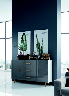 Ladenkast woonkamer kast 140cm XL lage borden moderne houten dressoir sideboard