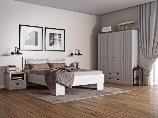 Bed Nachtkastje Kleerkast 4-delig Slaapkamer Set Design Art Deco Landhuis