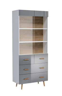 Vitrine Buffet Kast Plank Modern Stijl Woonkamer Collectie Grijs Vitrines