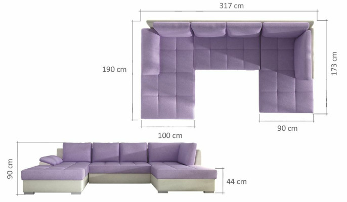 Bankstel U-vorm Groot design Woonlandschap Hoekbank xxl Bekleding Hoek