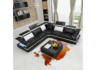 Luxus Design Hoekbank L-vormig Modern Banken Leren Bank Woonkamer Bank Zitje