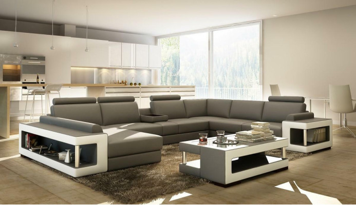 Woonlandschap Luxe Trend Collectie Bank Leren Bank Sofa U-vormige Zitplaats