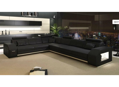 Bank hoekbank leer textiel bekleding groep designer bank woonlandschap
