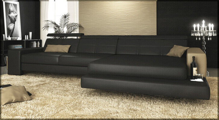 Garnituur Designer Bank Bank Hoekbank met voetenbank Woonlandschap Bekleding