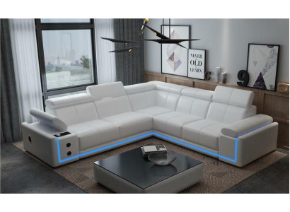 Verlichte leren hoekbank L-vorm met geluid en LED-luidsprekers Modern.