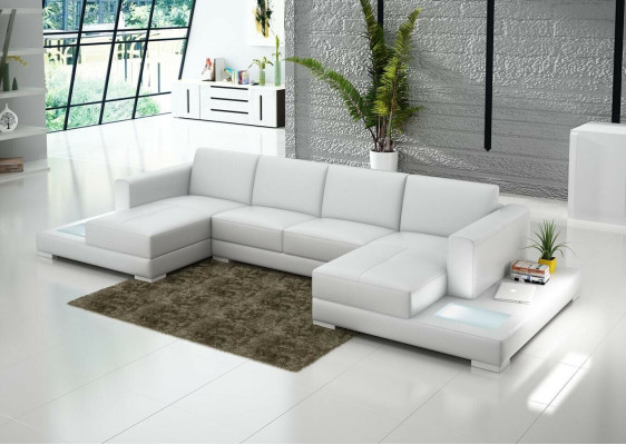 U Vorm Bank Bankstel Bekleding Set Woonlandschap Ontwerp Hoekbank Leer
